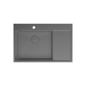 Кухонная мойка Lemark KEZADRA 780L прямоугольная с крылом из нержавеющей стали (чаша СЛЕВА) цвет: Графит